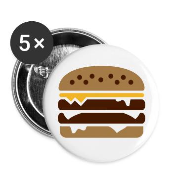 Burger - Lot de 5 grands badges (56 mm) - blanc - Devant
