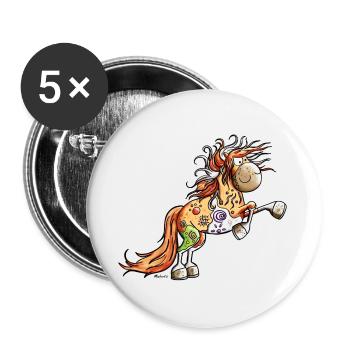 Wildes Indianer Pferd - Buttons groß 56 mm (5er Pack) - Weiß - Vorne