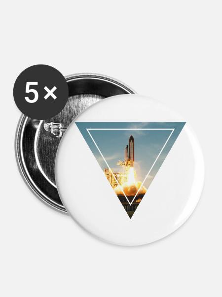 Space Shuttle - Buttons groß 56 mm (5er Pack) - Weiß