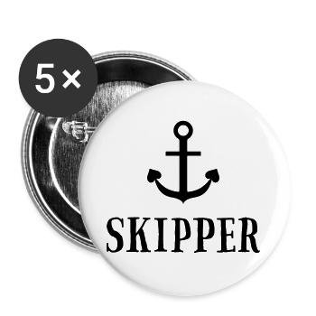 Équipage - Skipper Segeln Charter Mannschaft - 5 - Lot de 5 grands badges (56 mm) - blanc - Devant