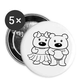 paerchen baer paar liebe 2 freunde team mann maedc - Buttons groß 56 mm (5er Pack) - Weiß - Vorne