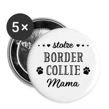 fier Border Collie maman patauté de chien coeur - Lot de 5 grands badges (56 mm) - blanc - Devant