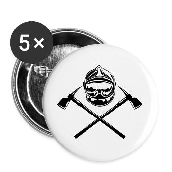 casque_pompier_deux haches - Lot de 5 grands badges (56 mm) - blanc - Devant