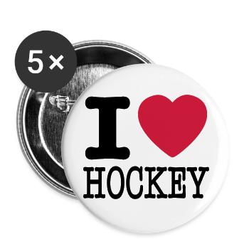 i love hockey / I heart hockey - Buttons large 2.2''/56 mm (5-pack) - white - Front