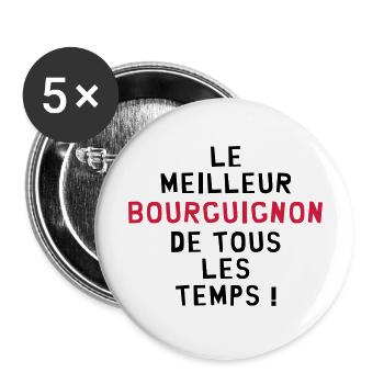 Bourgogne / Bourguignon / Bourguignonne / Région - Lot de 5 grands badges (56 mm) - blanc - Devant