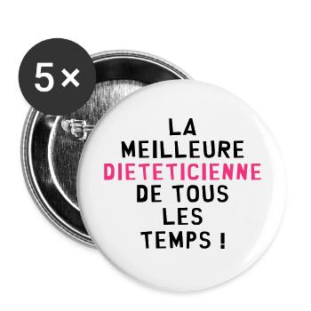 Diététicien / Diététicienne / Diététique / Sport - Lot de 5 grands badges (56 mm) - blanc - Devant