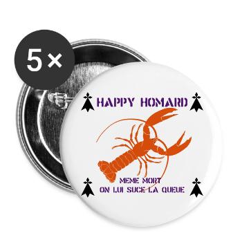 BREIZH HOMARD ! - Lot de 5 grands badges (56 mm) - blanc - Devant