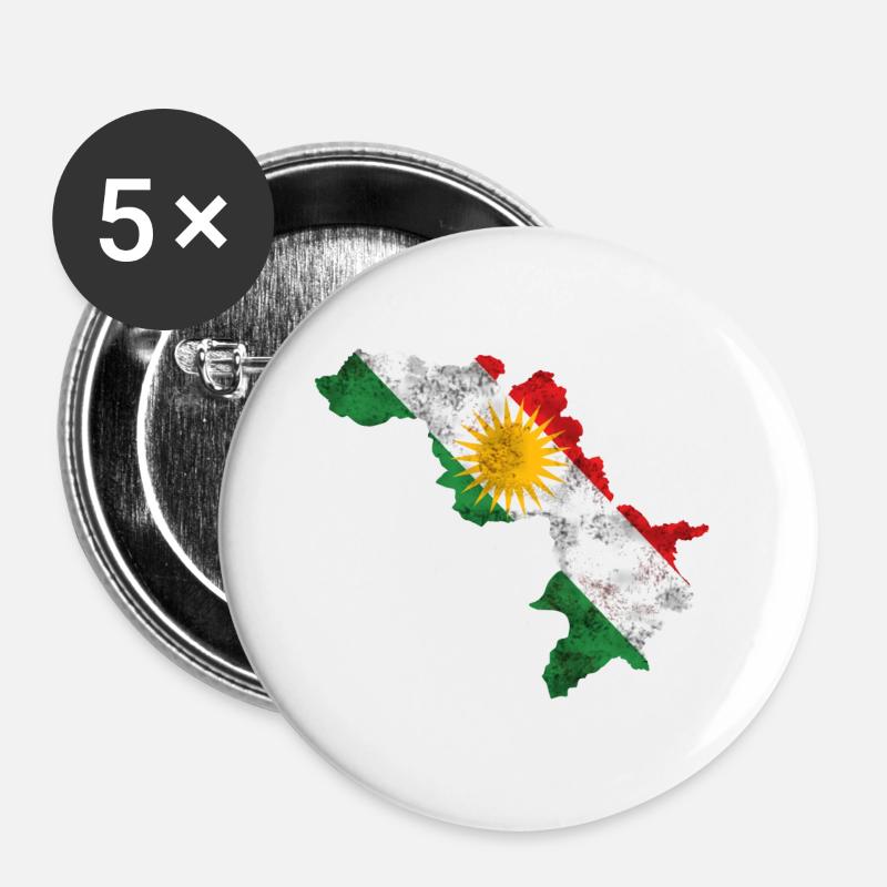 Kurdistan, Kursdische flag - Buttons large 2.2''/56 mm (5-pack) - white