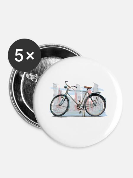 Fahrrad retro - Buttons groß 56 mm (5er Pack) - Weiß