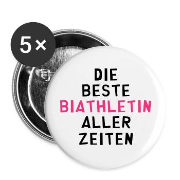 Biathlon Biathletin Biathlonsportler Biathleten - Buttons groß 56 mm (5er Pack) - Weiß - Vorne
