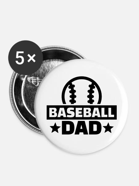Baseball - Buttons groß 56 mm (5er Pack) - Weiß