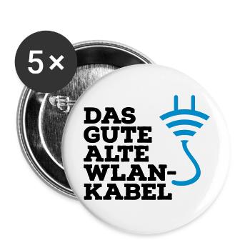 WLAN Kabel Computer Shirt - Buttons groß 56 mm (5er Pack) - Weiß - Vorne