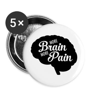 More Brain More Pain - Buttons large 2.2''/56 mm (5-pack) - white - Front