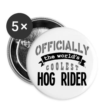 hog rider officially the worlds coolest - Buttons large 2.2''/56 mm (5-pack) - white - Front