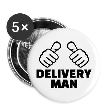 Delivery man - Buttons large 2.2''/56 mm (5-pack) - white - Front