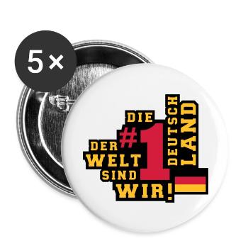 Deutschland (Nummer 1 der Welt) 01 - Buttons groß 56 mm (5er Pack) - Weiß - Vorne