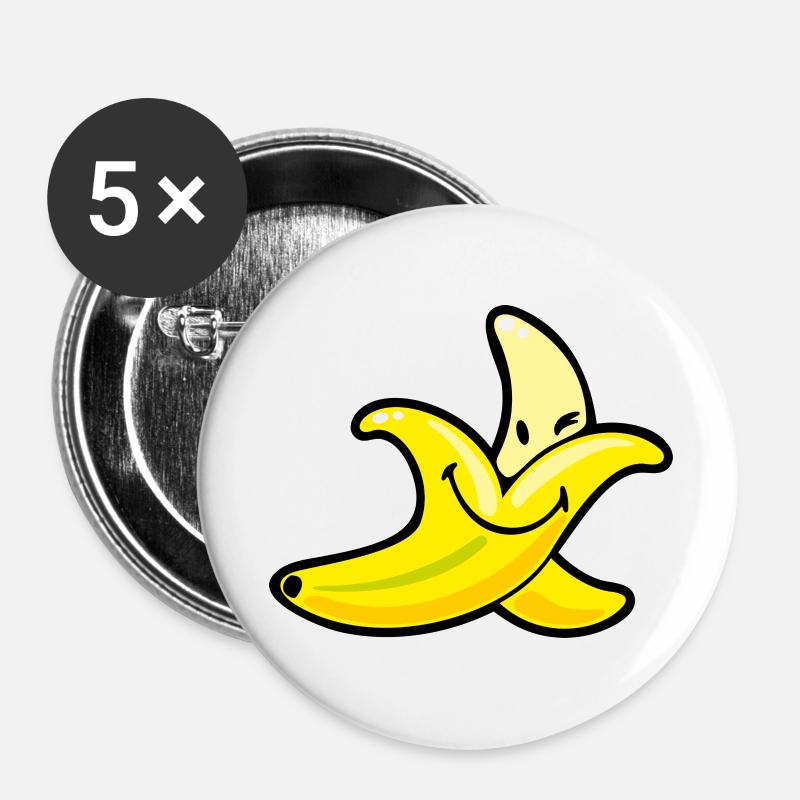 Smiley Banana - Buttons large 2.2''/56 mm (5-pack) - white