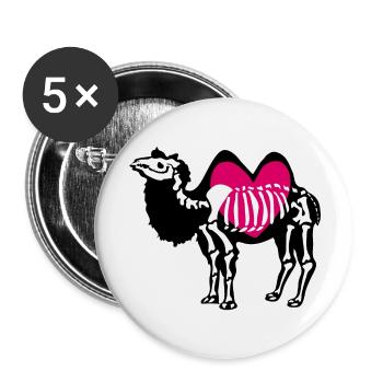 Kamel Skelett mit Herz - Buttons groß 56 mm (5er Pack) - Weiß - Vorne