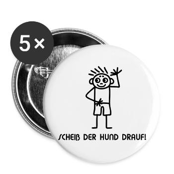 Strichmännchen scheiß drauf - Buttons groß 56 mm (5er Pack) - Weiß - Vorne