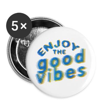 Good Vibes (lettrage) 02 - Lot de 5 grands badges (56 mm) - blanc - Devant