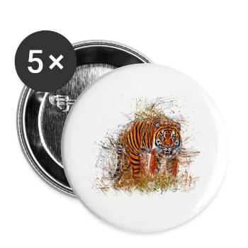 Tiger - Buttons groß 56 mm (5er Pack) - Weiß - Vorne