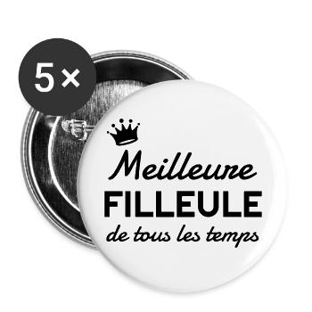 Patin / Pate / Patentochter / Patensohn - Buttons groß 56 mm (5er Pack) - Weiß - Vorne
