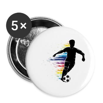 Soccer player silhouette with colorful graffiti - Buttons large 2.2''/56 mm (5-pack) - white - Front