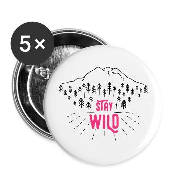 Stay Wild - Buttons groß 56 mm (5er Pack) - Weiß - Vorne