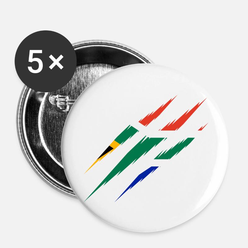 South Africa flag scratch claw cut scratching crack - Buttons large 2.2''/56 mm (5-pack) - white