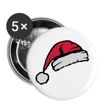 bonnet pere noel 8 - Lot de 5 grands badges (56 mm) - blanc - Devant