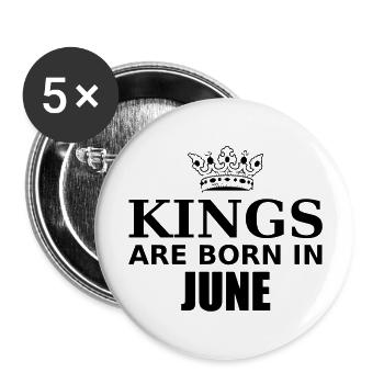 kings are born in june - Buttons groß 56 mm (5er Pack) - Weiß - Vorne