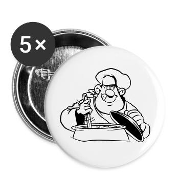 cuire cuisine bande dessinée drôle - Lot de 5 grands badges (56 mm) - blanc - Devant