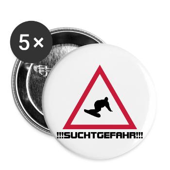 snowboarding suchtgefahr - Buttons groß 56 mm (5er Pack) - Weiß - Vorne