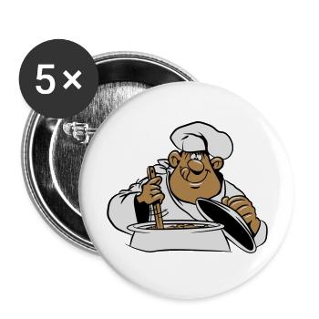 kochen koch comic witzig - Buttons groß 56 mm (5er Pack) - Weiß - Vorne