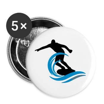 Surfeur - Lot de 5 grands badges (56 mm) - blanc - Devant