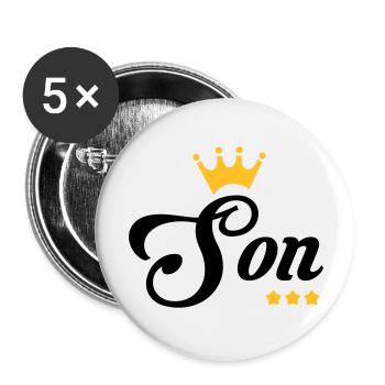 Sohn / Tochter / Familie / Mädchen - Buttons groß 56 mm (5er Pack) - Weiß - Vorne