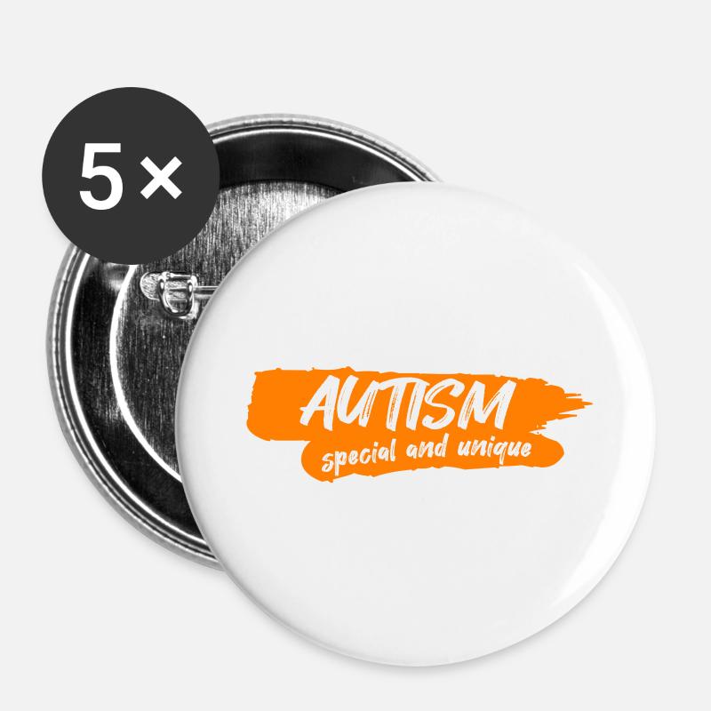 autism - Buttons large 2.2''/56 mm (5-pack) - white