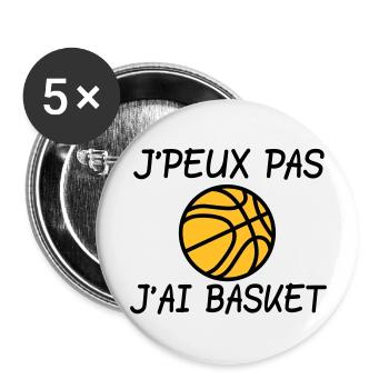 J'peux pas j'ai basket - Lot de 5 grands badges (56 mm) - blanc - Devant