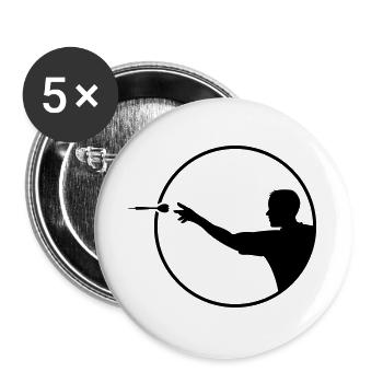 dartspieler sport logo - Buttons groß 56 mm (5er Pack) - Weiß - Vorne