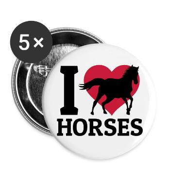 I love Horses - Buttons groß 56 mm (5er Pack) - Weiß - Vorne