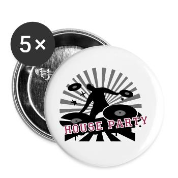 cooles house music Design- DJ beim Party machen - Buttons groß 56 mm (5er Pack) - Weiß - Vorne