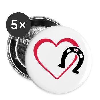 Symbole - Hufe Herz - Buttons groß 56 mm (5er Pack) - Weiß - Vorne