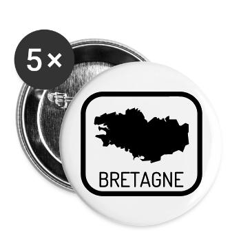 Bretagne / Breton / Bretonne / BZH / Breizh - Lot de 5 grands badges (56 mm) - blanc - Devant