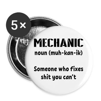 Mechanic Tshirt Funny - Buttons large 2.2''/56 mm (5-pack) - white - Front