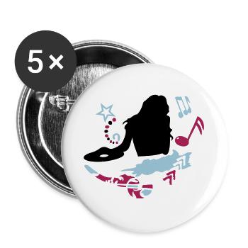 female DJ - Buttons large 2.2''/56 mm (5-pack) - white - Front