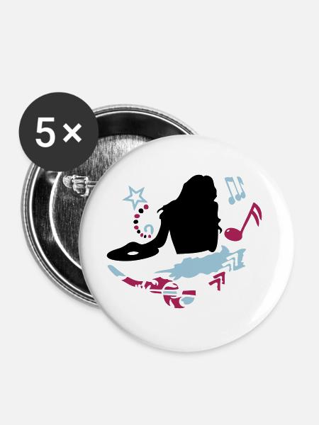 female DJ - Buttons large 2.2''/56 mm (5-pack) - white