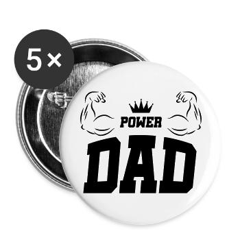 dad power - Buttons groß 56 mm (5er Pack) - Weiß - Vorne