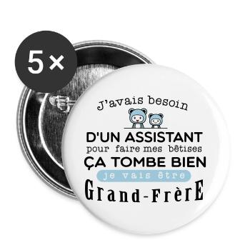 Bientot Grand-Frêre Bétise - Lot de 5 grands badges (56 mm) - blanc - Devant