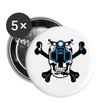 Tod Kopf Motorrad os crane skull - Buttons groß 56 mm (5er Pack) - Weiß - Vorne