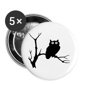 Eulen Owls Vögel Birds Geburtstag Birthday - Buttons groß 56 mm (5er Pack) - Weiß - Vorne